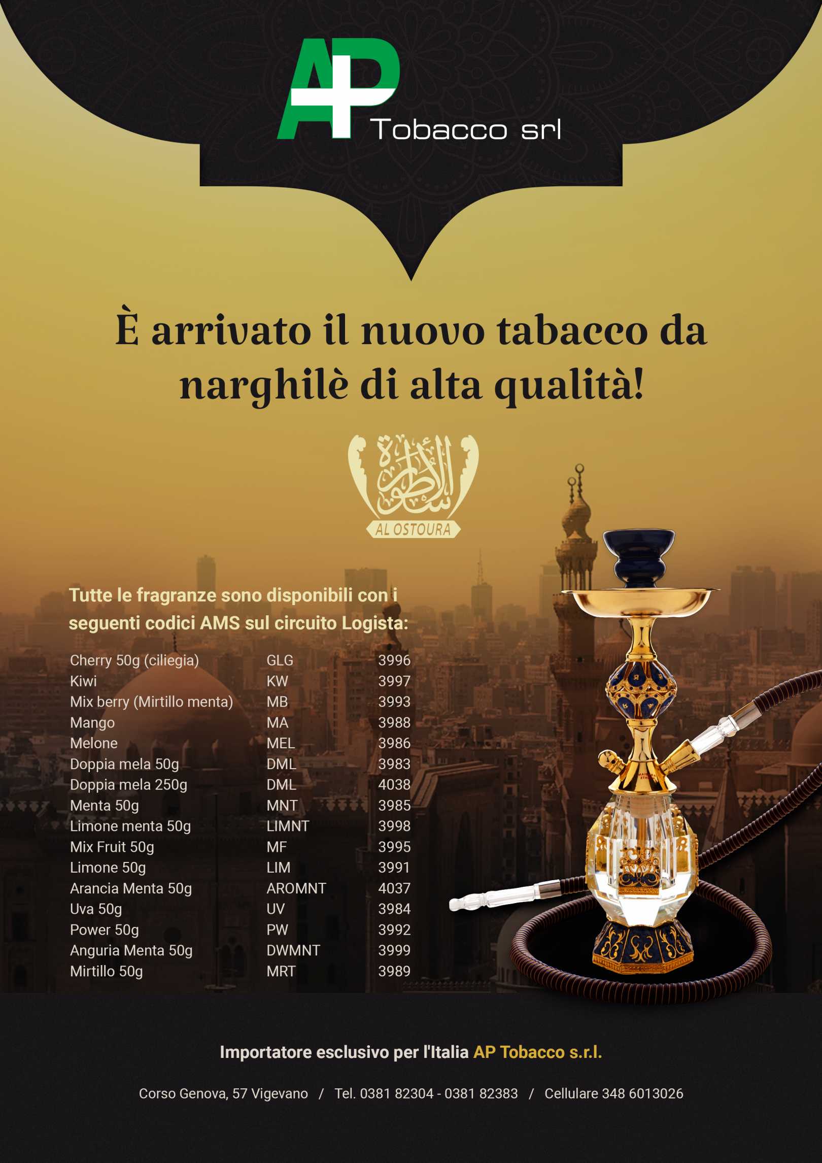 Tabacco per narghile e i produttori presenti in ItaIia