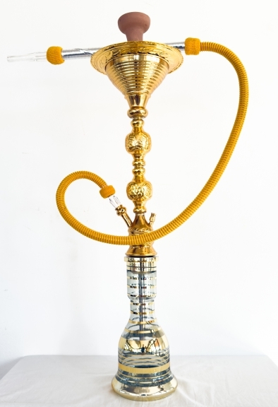 Narghilè dorato modello  2125d ice engraving cm 80 con vasca